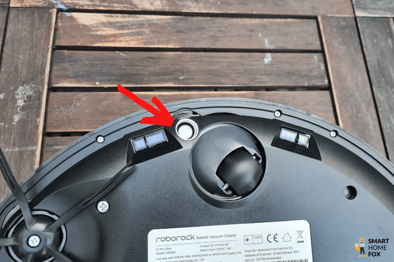 Der Teppicherkennungssensor des Roborock S7 Pro Ultra ist in der Nahaufnahme zu sehen